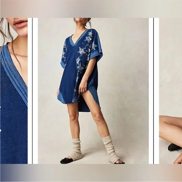 NWOT Free People We The Free Heritage Hero Tee - midnight navy combo - XS - Picture 2 of 8